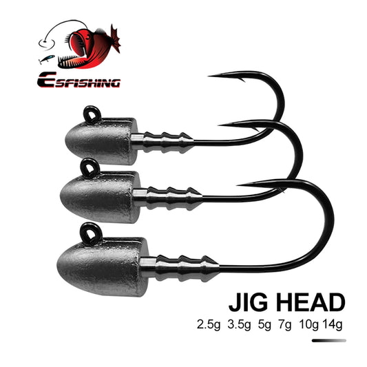 ESFISHING Bullet Jig head 5pcs 2.5g 3.5g 5g 7g 10g 3pcs 18g  Screw Head Mustad Hook for Soft Lures Fishing Tackle