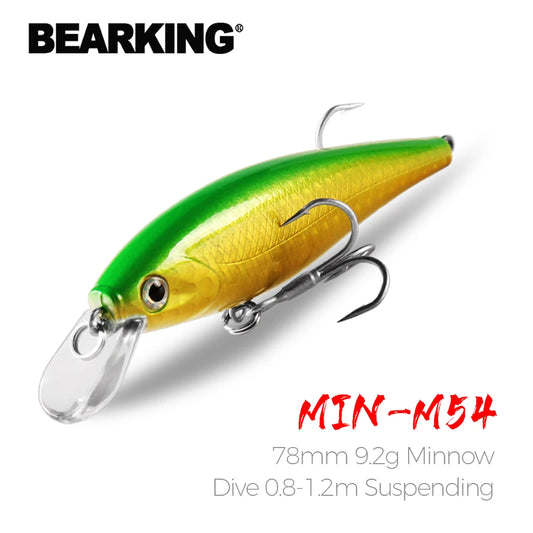 Retail fishing tackle new model,Bearking perfect action minnow,78mm/9.2g, dive 0.8-1.2m suspending bait , 5 colors for choose