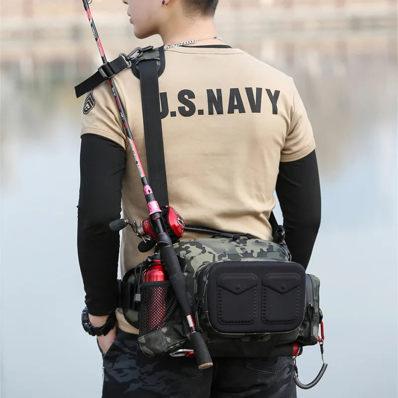 Fishing Tackle Bag Water-resistant Single Shoulder Crossbody Bag Waist Pack Fishing Lure Gear Utility Storage Bag