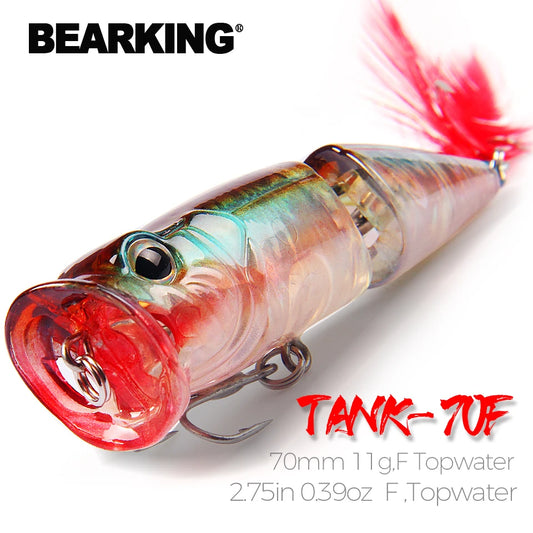 BEARKING Hot Model Retail  fishing lures,hard bait assorted colors, popper 70mm 11g, Floating topwater baits