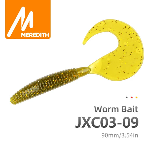 MEREDITH Grub Artificial Fishing Lures 90mm 4.4g 10pcs Fishing Soft Baits Predator Tackle Worm Wobbles Soft Lures