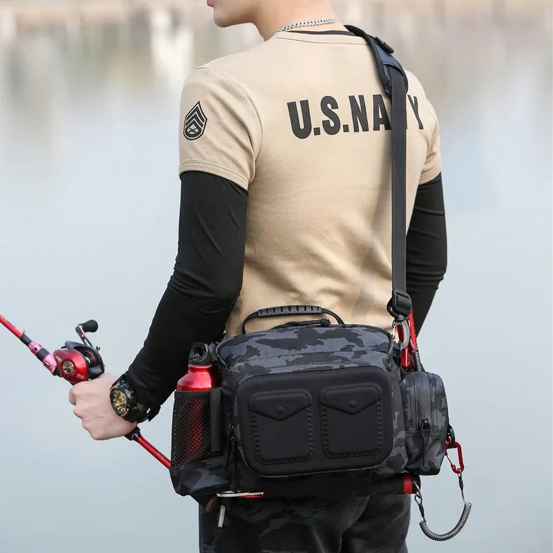 Fishing Tackle Bag Water-resistant Single Shoulder Crossbody Bag Waist Pack Fishing Lure Gear Utility Storage Bag